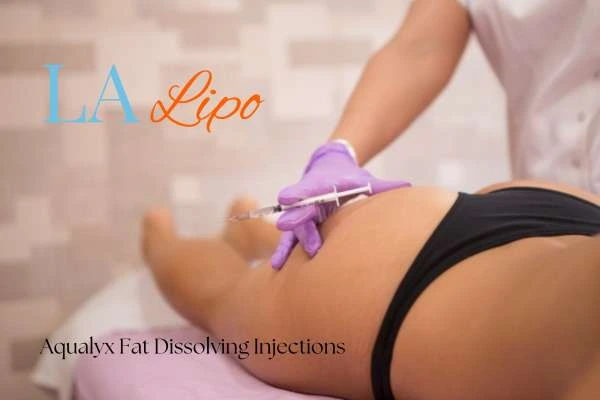 Woman having fat dissolving injections Altrincham on thighs