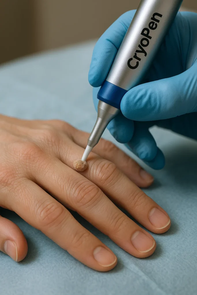 example of cryopen wart removal Altrincham treatment on a persons finger
