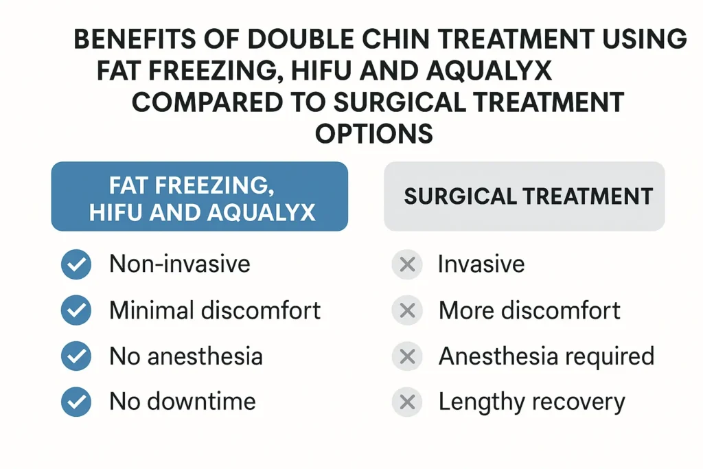 Graphic about the benefits of double chin treatment Altrincham - from LA LIPO