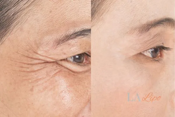 Before and after results of woman - HI-fu wrinkles reduction treatment Altrincham