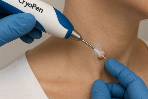 Person receiving Cryotherapy skin tag removal Altrincham